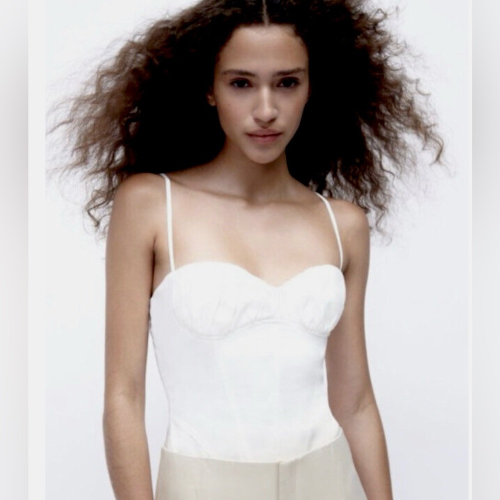 ZARA White Corset Bodysuit in M Wedding, Bachelorette, Party, Holidays, Layering